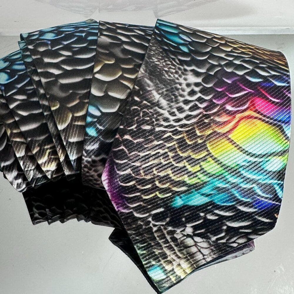 Psychedelic Snakeskin Tie Retro Designer Menswear Snake Skin Necktie Trippy Gift